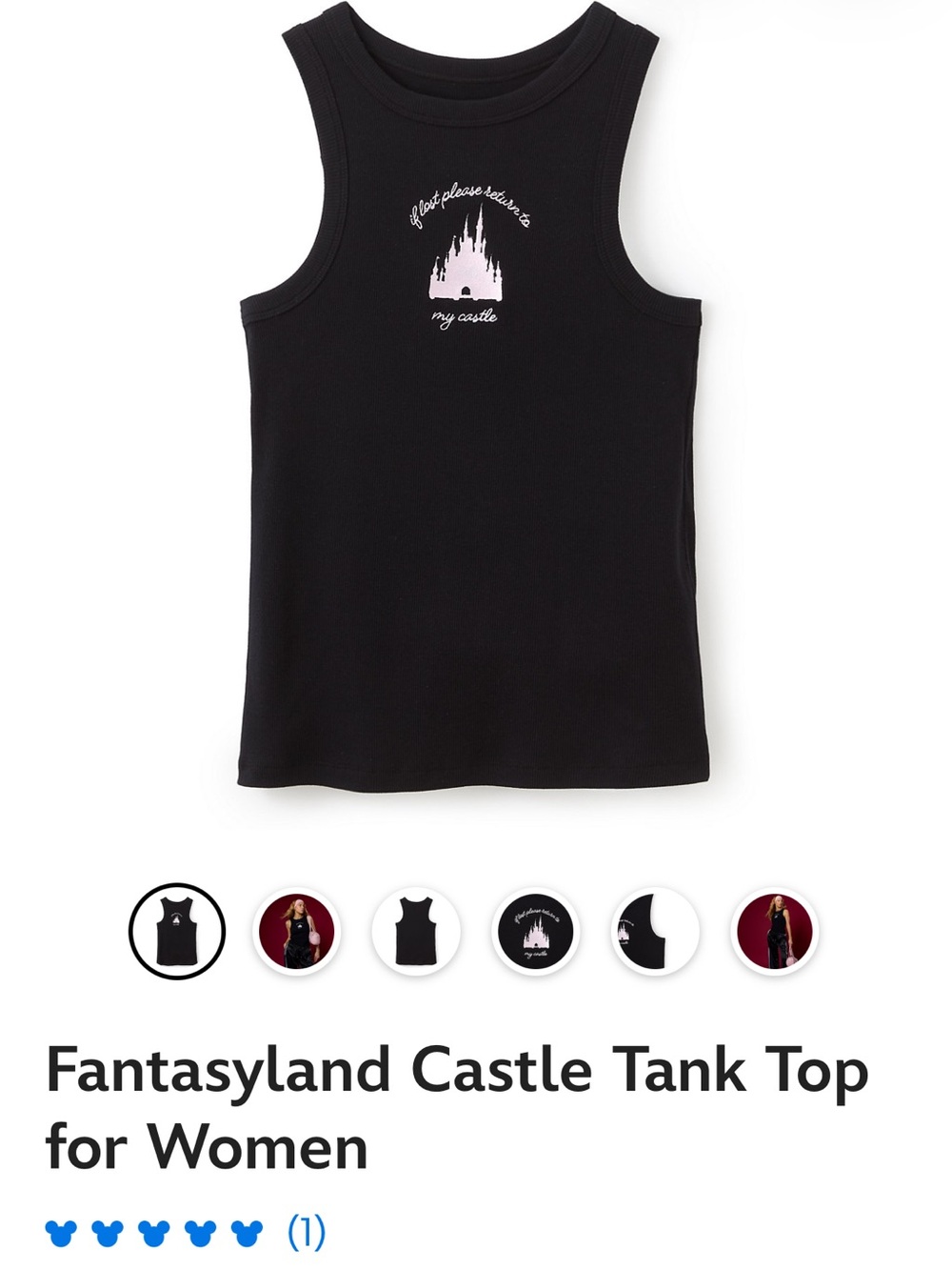 Disney parks Fantasyland Castle Tank Top for Women - Black 1xl.